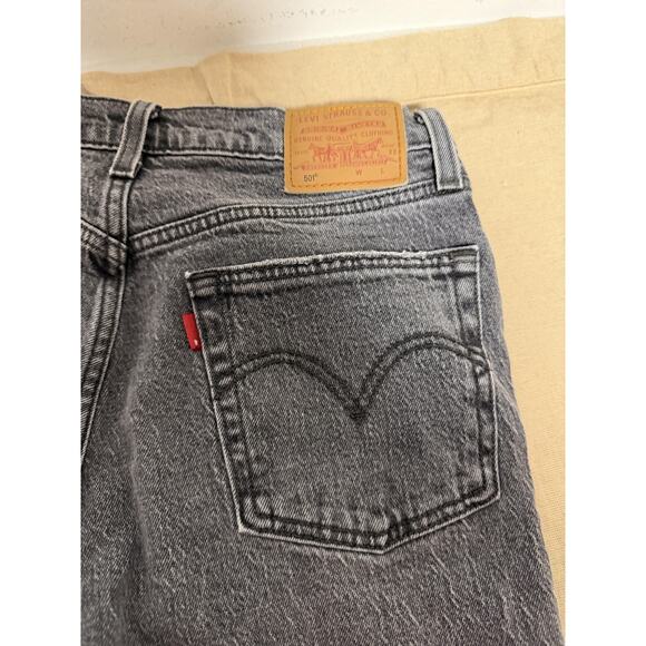 Levis 501 Jeans Mens 27x30 Black Gray Button Fly Premium Denim Straight Leg - Picture 1 of 12